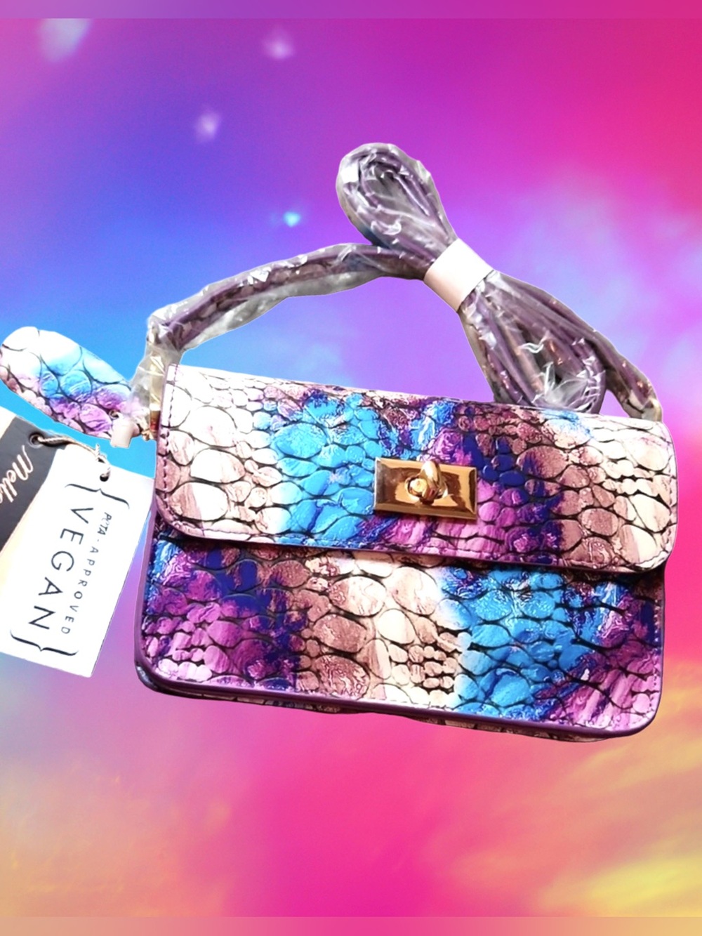 🆕Mellow World Women’s Purple/Blue Snakeskin-print Vegan Leather Crossbody Bag❤️